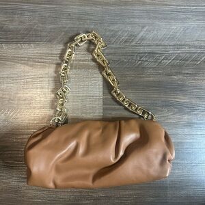 Elegant Tan Leather Chain Shoulder Bag